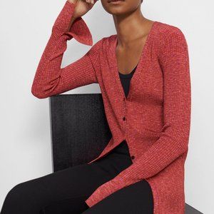Theory Ribbed Viscose Long Cardigan